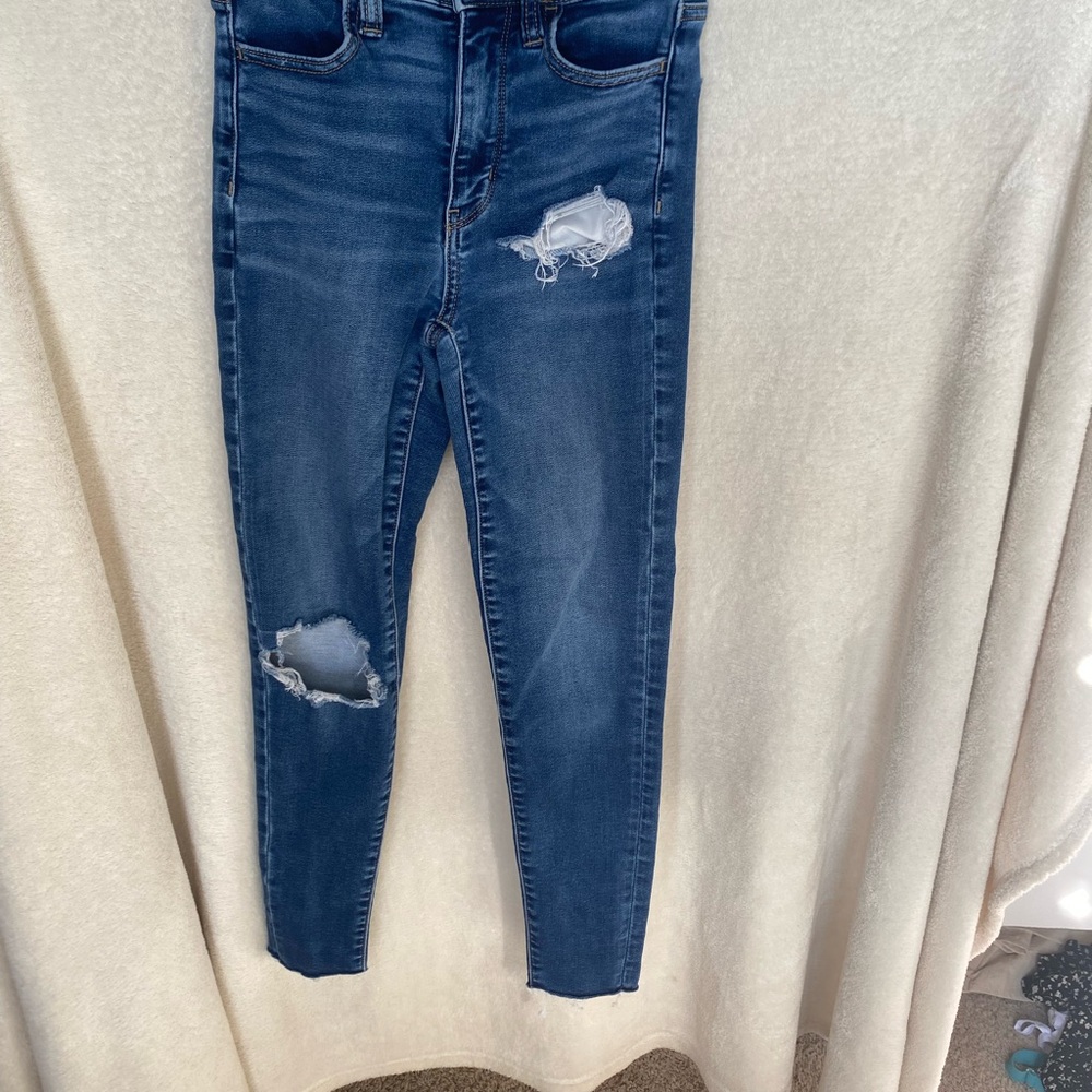 Women's Blue Distressed Jeans